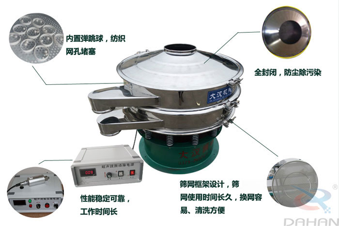 　三氯蔗糖粉超聲波振動篩特點：內(nèi)置彈跳球，紡織網(wǎng)孔堵塞，全封閉，防塵除污染，性能穩(wěn)定可靠工作時間長，篩網(wǎng)框架設(shè)計，篩網(wǎng)使用時間長久，換網(wǎng)容易，清洗方便。